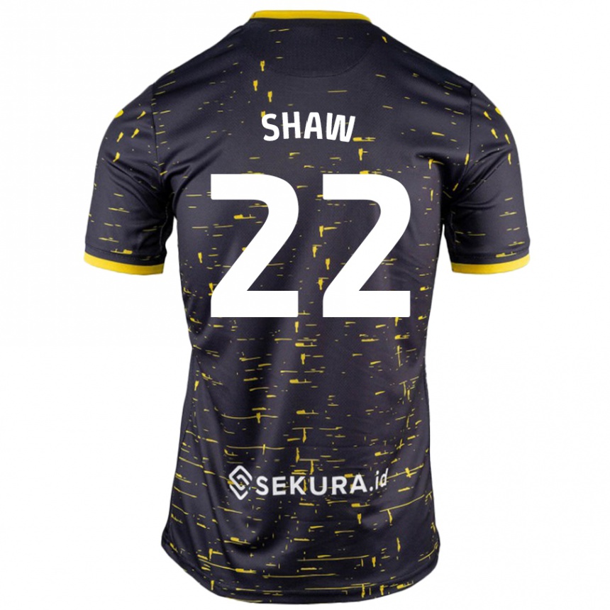 נשים כדורגל Shannon Shaw #22 שחור צהוב הרחק ג'רזי 2024/25