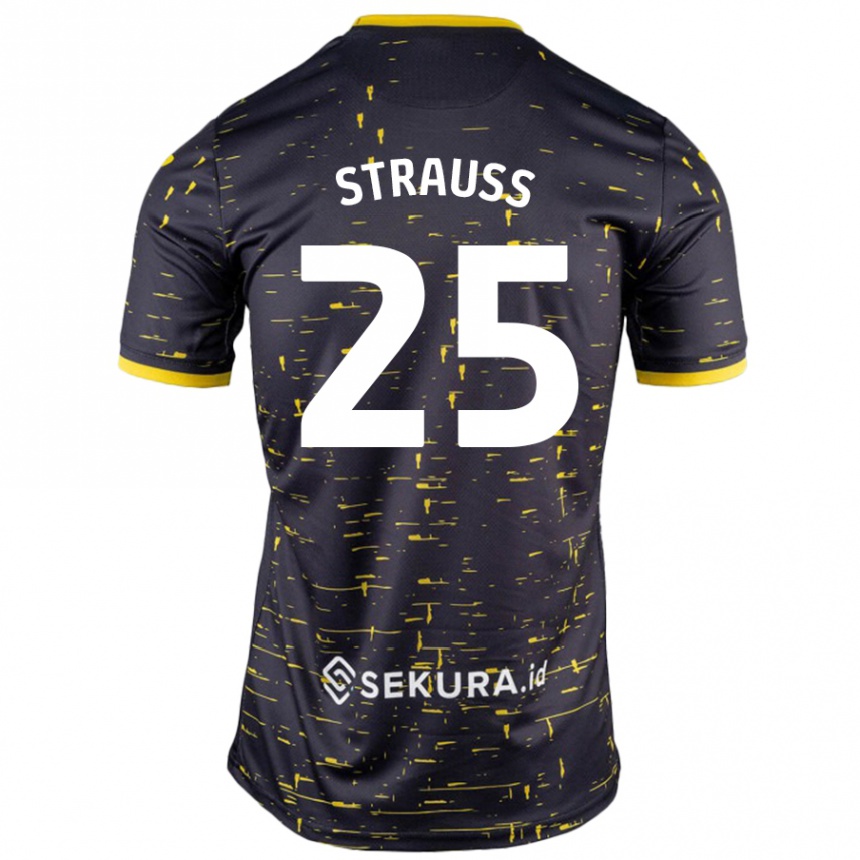 נשים כדורגל Hope Strauss #25 שחור צהוב הרחק ג'רזי 2024/25