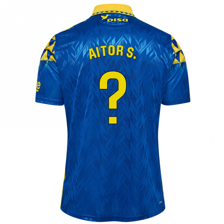 נשים כדורגל Aitor Sánchez #0 כחול צהוב הרחק ג'רזי 2024/25