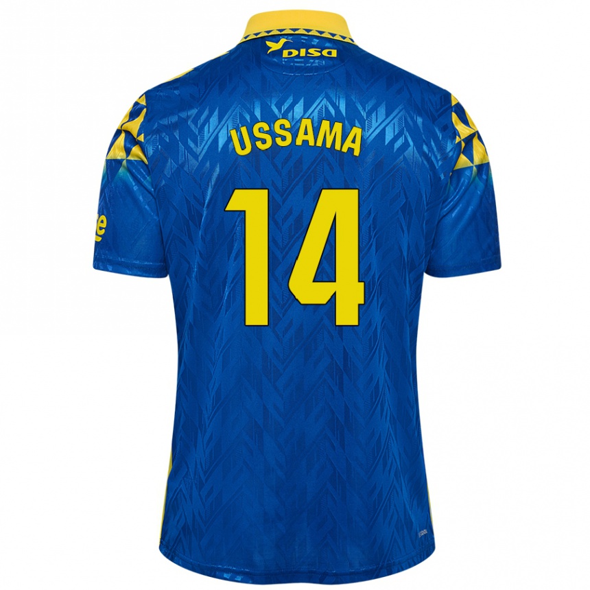 נשים כדורגל Ussama #14 כחול צהוב הרחק ג'רזי 2024/25