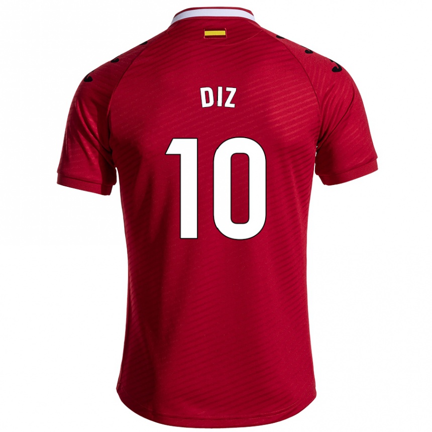 נשים כדורגל Rafa Diz #10 אדום כהה הרחק ג'רזי 2024/25