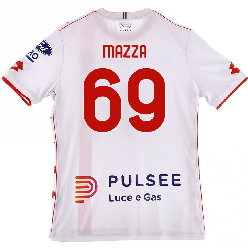 נשים כדורגל Andrea Mazza #69 לבן אדום הרחק ג'רזי 2024/25