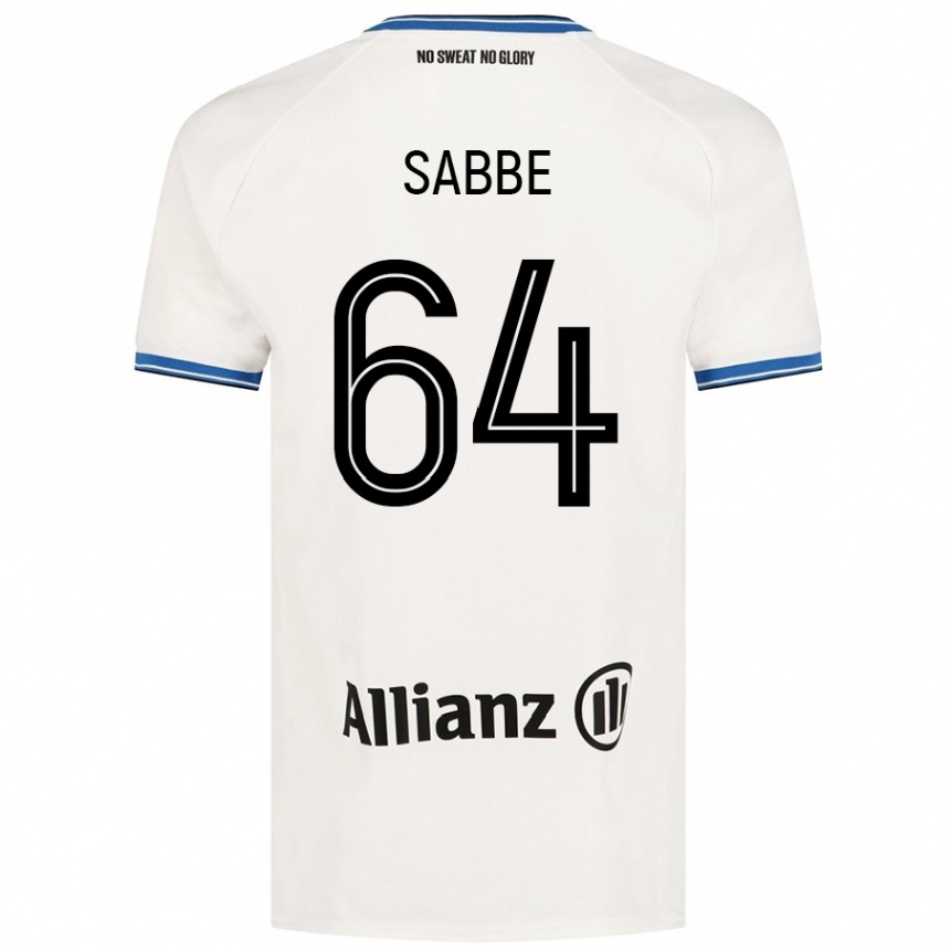 נשים כדורגל Kyriani Sabbe #64 לָבָן הרחק ג'רזי 2024/25