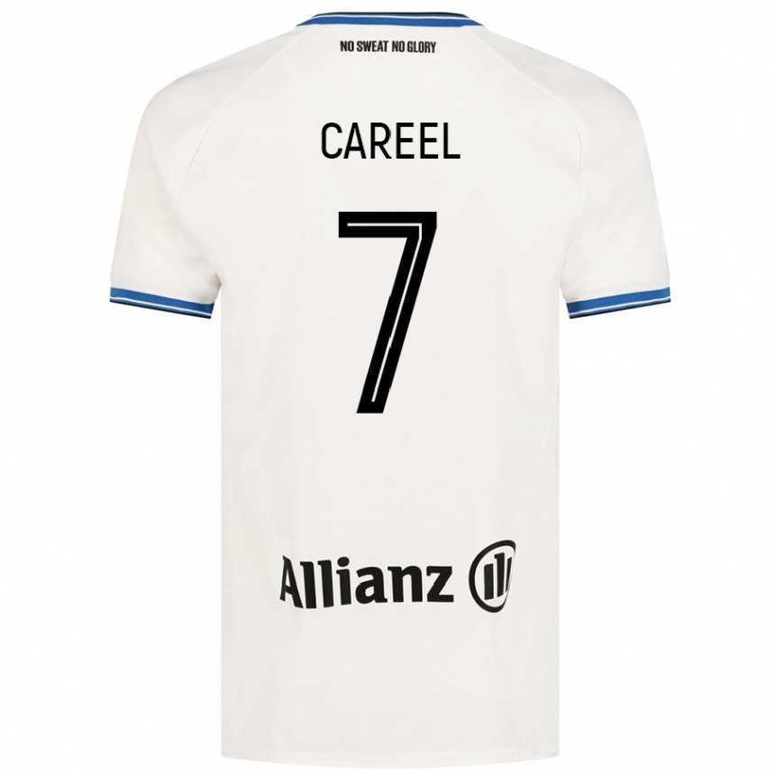 נשים כדורגל Oona Careel #7 לָבָן הרחק ג'רזי 2024/25