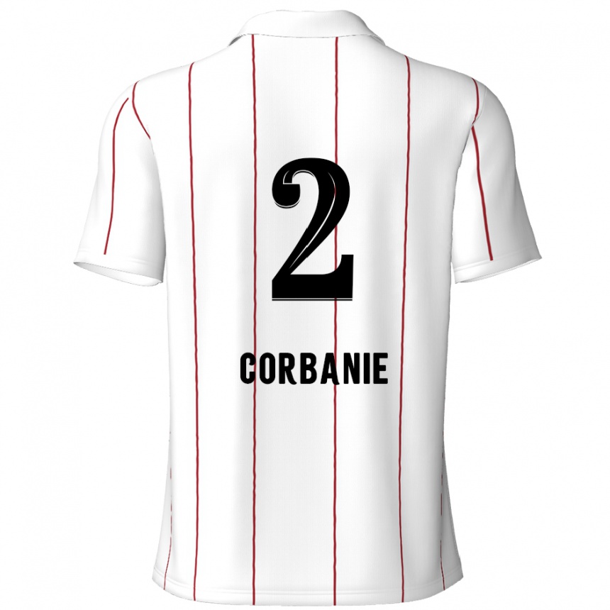 נשים כדורגל Kobe Corbanie #2 לבן שחור הרחק ג'רזי 2024/25