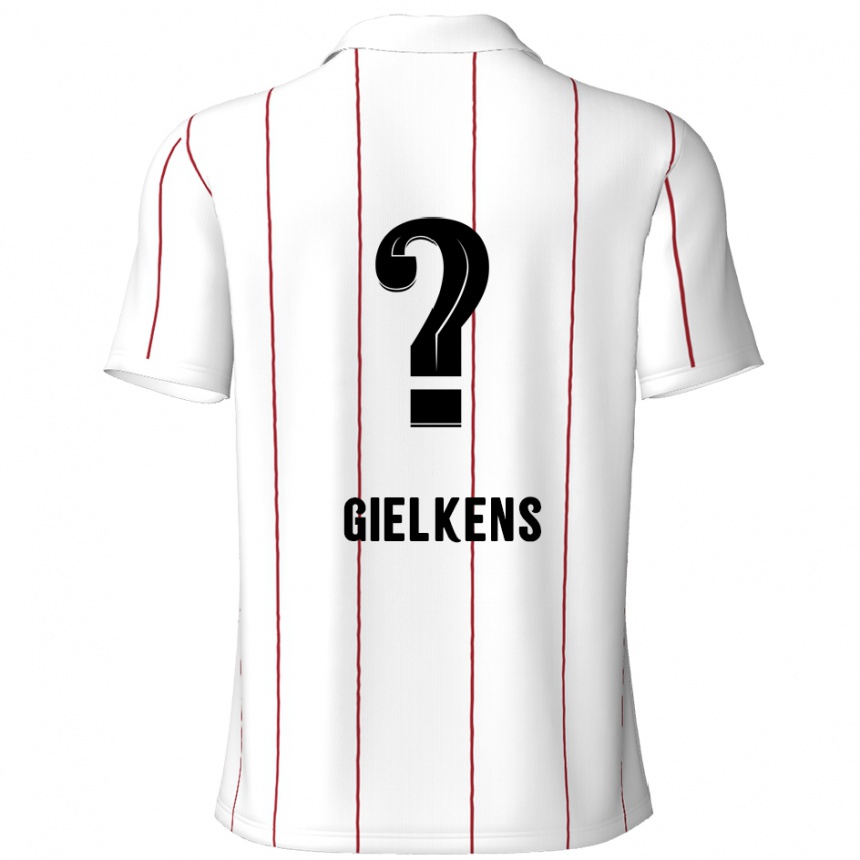 נשים כדורגל Mathijs Gielkens #0 לבן שחור הרחק ג'רזי 2024/25