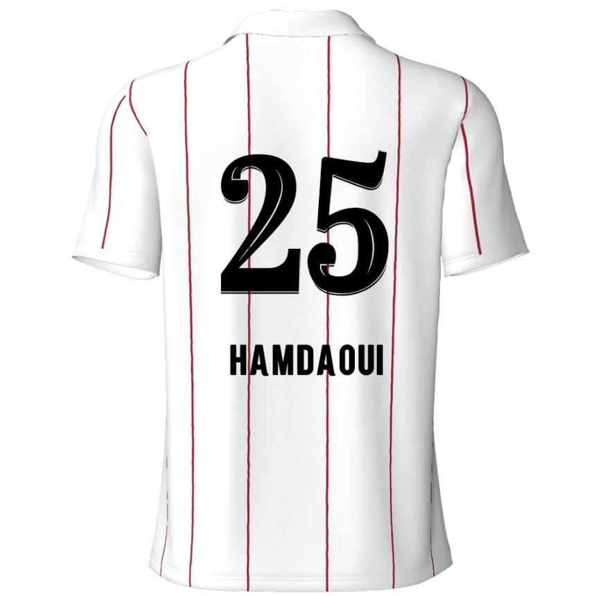 נשים כדורגל Youssef Hamdaoui #25 לבן שחור הרחק ג'רזי 2024/25