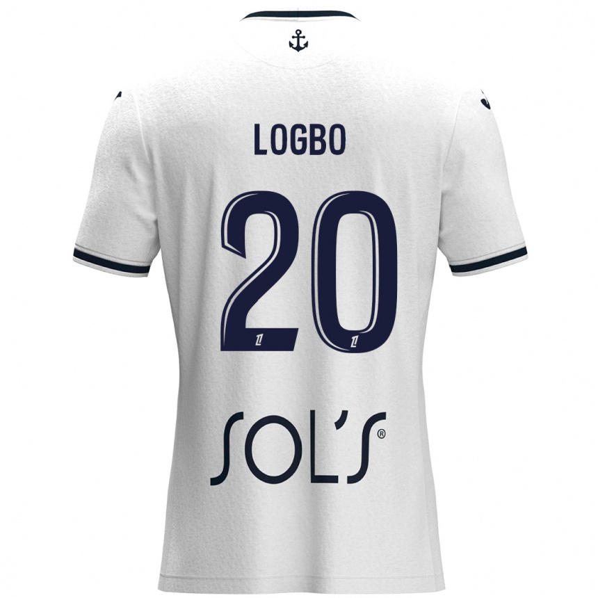 נשים כדורגל Andy Logbo #20 לבן כחול כהה הרחק ג'רזי 2024/25