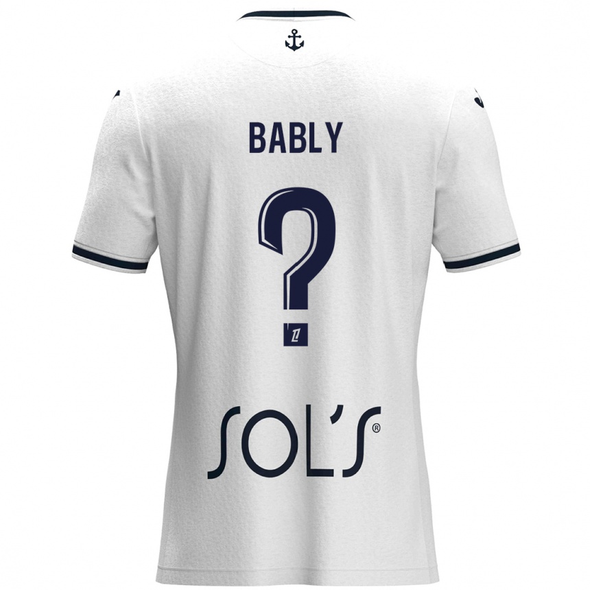 נשים כדורגל Emmanuel Bably #0 לבן כחול כהה הרחק ג'רזי 2024/25
