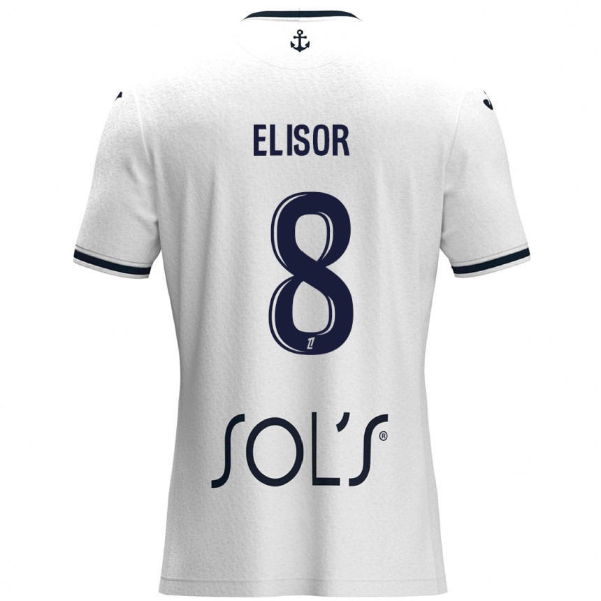 נשים כדורגל Salomé Elisor #8 לבן כחול כהה הרחק ג'רזי 2024/25