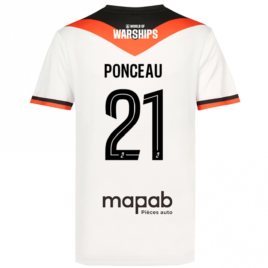 נשים כדורגל Julien Ponceau #21 לָבָן הרחק ג'רזי 2024/25