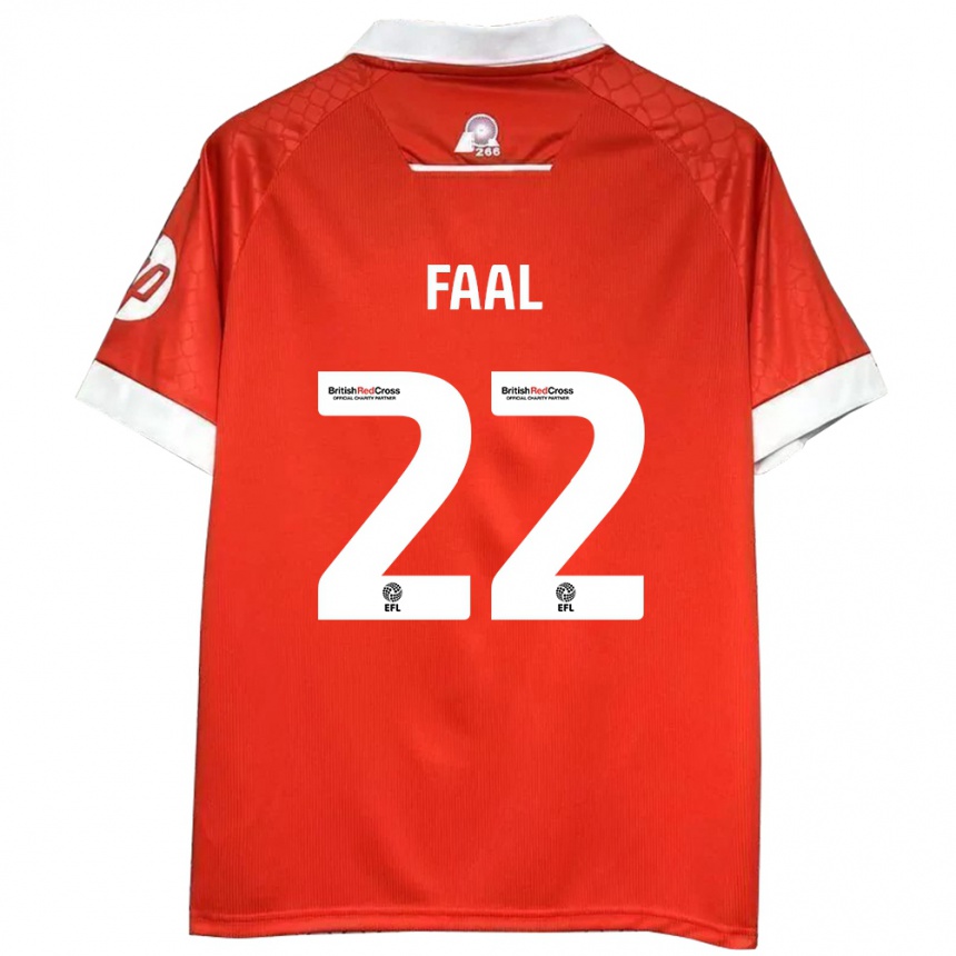 גברים כדורגל Mo Faal #22 אדום לבן ג'רזי ביתית 2024/25