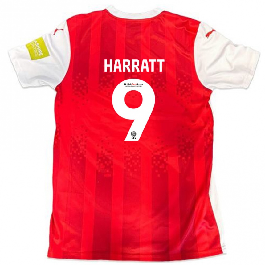 גברים כדורגל Kian Harratt #9 אדום לבן ג'רזי ביתית 2024/25