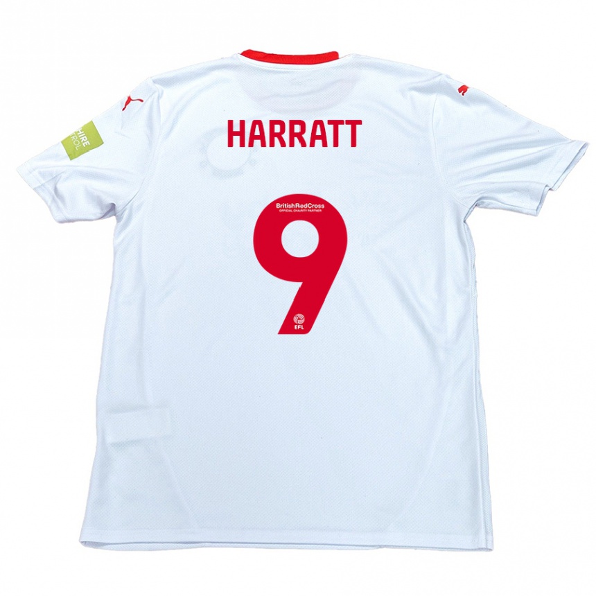 גברים כדורגל Kian Harratt #9 לָבָן הרחק ג'רזי 2024/25